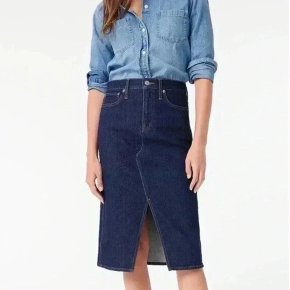 J. Crew Indigo Blue Denim Skirt - Picture 1 of 9